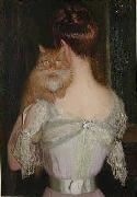 Lilla Cabot Perry Woman with a Cat France oil painting artist